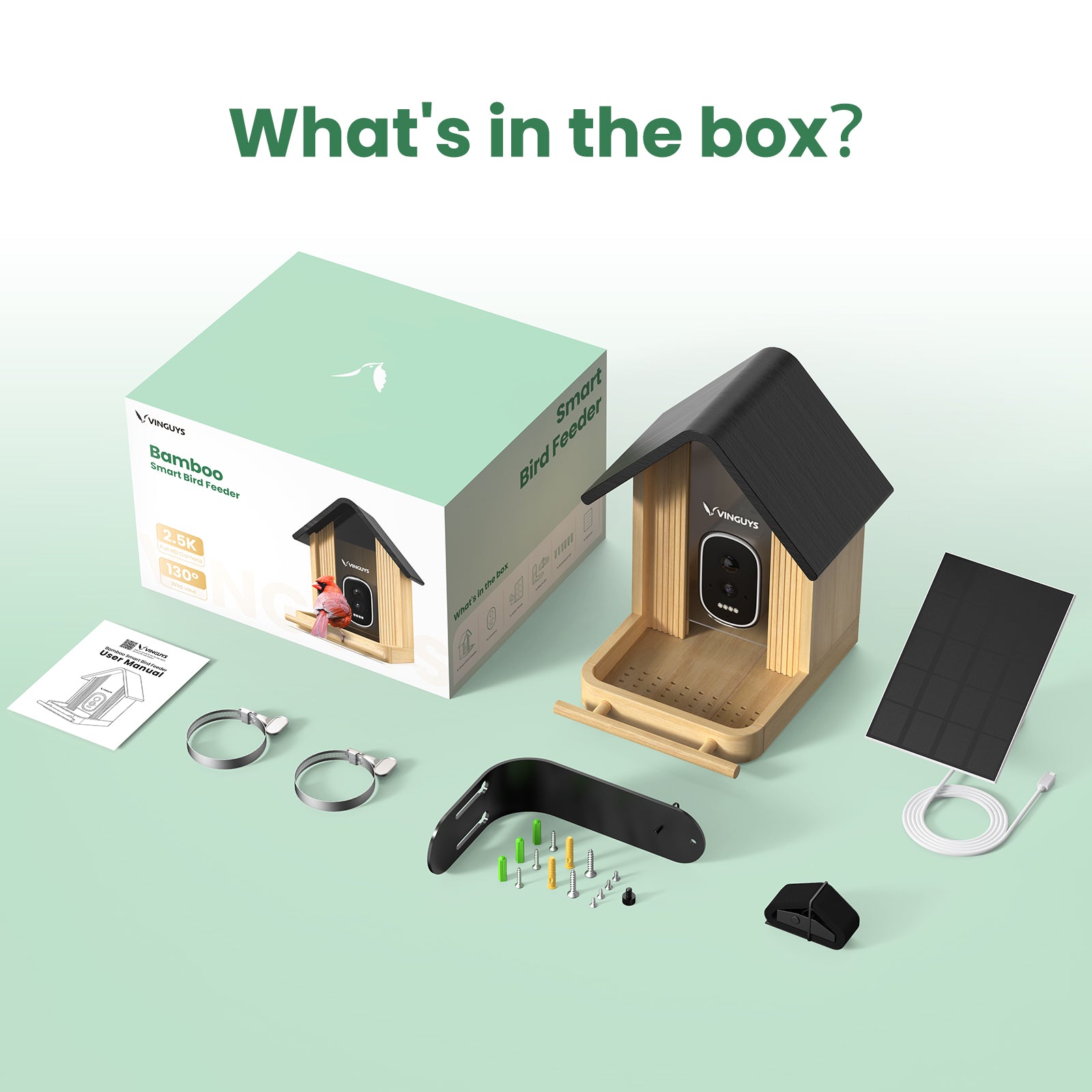 VINGUYS Smart Bird Feeder V-Feeder Bamboo